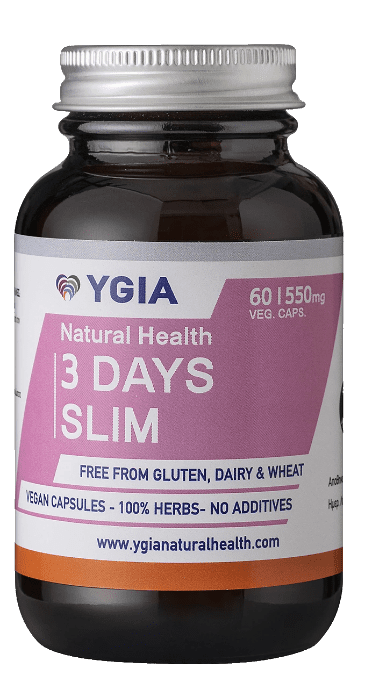 3 DAYS SLIM | INTERMITTENT FASTING I 60 Veg Caps X 550mg | Amber Glass Bottles |100% Natural | Non-GMO | Gluten & Dairy Free | No Additives