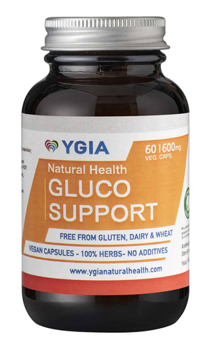 Gluco Support I 60 Veg Caps X 550mg | Amber Glass Bottles |100% Natural | ISO Certified Facilities | Non-GMO | Gluten & Dairy Free | No Additives