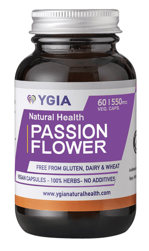 PASSION FLOWER I 60 Veg Caps X 500mg | Amber Glass Bottles |100% Natural | ISO Certified Facilities | Non-GMO | Gluten & Dairy Free | No Additives