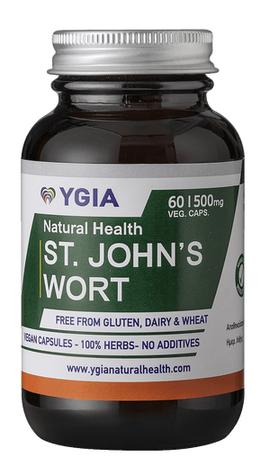 ST. JOHN'S WORT I 60 Veg Caps X 500mg | Amber Glass Bottles |100% Natural | ISO Certified Facilities | Non-GMO | Gluten & Dairy Free | No Additives
