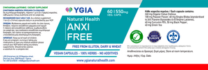 ANXI Free | Unique Herbal Formula| Stress Relief | Mild Anxiety Relief |60 Veg Caps X 500 mg| 100% Natural | No Additives |Amber Glass