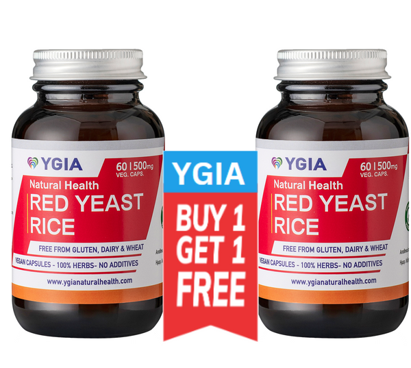 RED YEAST RICE I 60 Veg Caps X 500mg | Amber Glass Bottles |100% Natural |Non-GMO | Gluten & Dairy Free | No Additives | ISO Certified