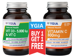 VITAMIN D3 5,000 I.U. D3 60 plantcaps + FREE  Vit C 800 mg 60 plantcaps  | 100% Natural | Non-GMO | Gluten & Dairy Free | No Additives